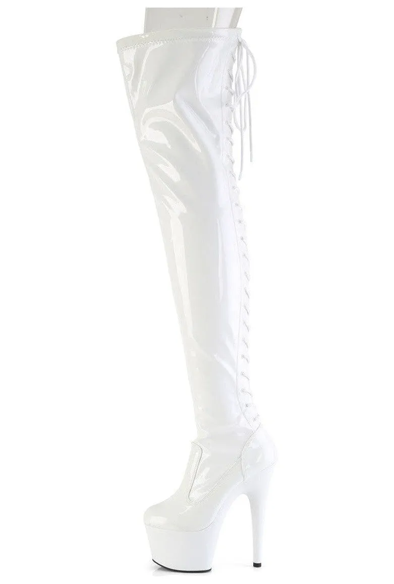 ADORE-3850 White Patent Thigh Boot