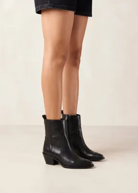 Austin Black Leather Ankle Boots