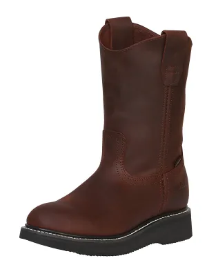 Botas de Trabajo de Tubo Pull-On con Punta Suave de Piel Genuina para Mujer/Joven 'Establo' - ID: 91476