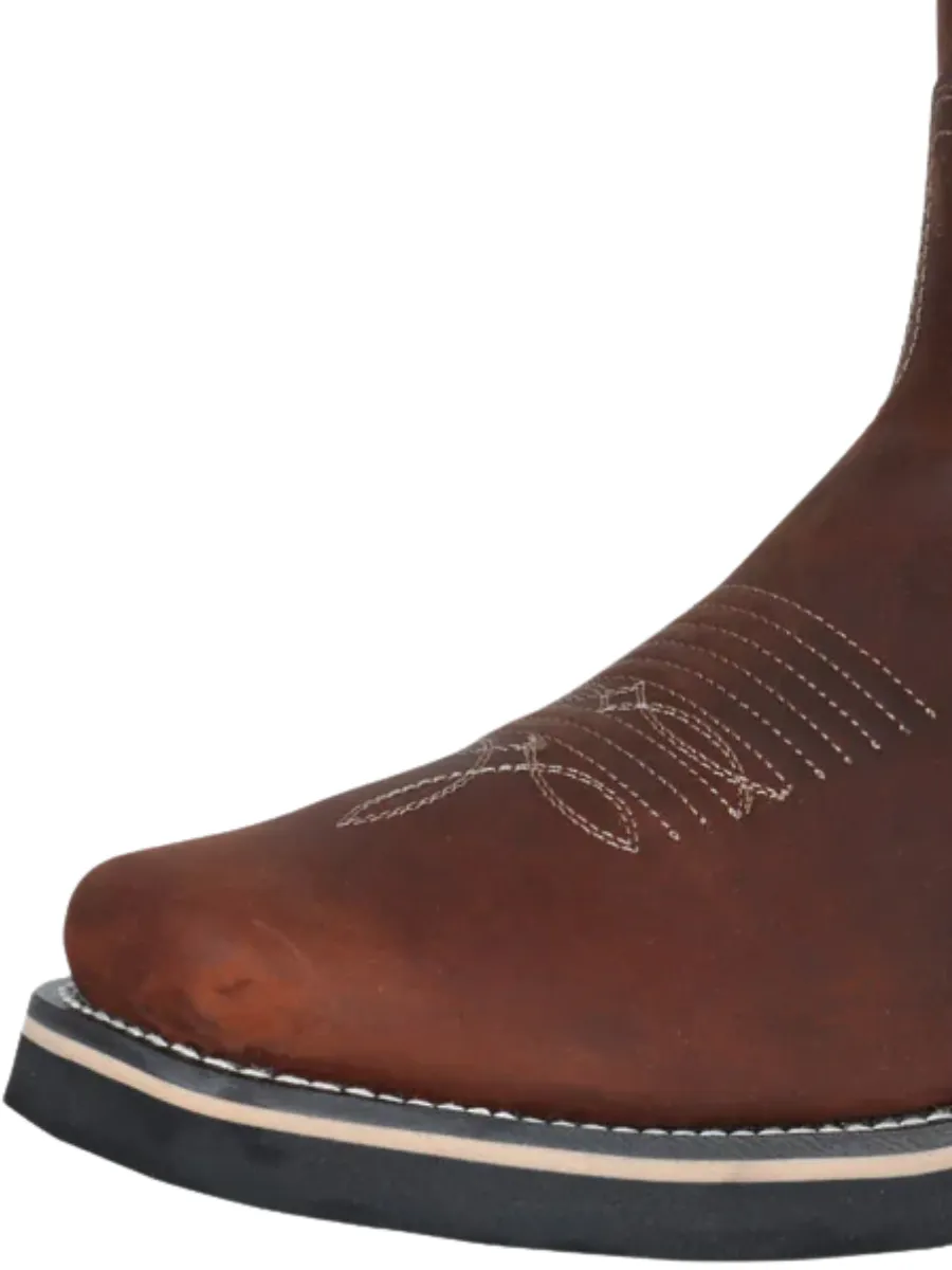 Botas de Trabajo Rodeo de Tubo Pull-On con Punta Suave de Piel Genuina para Hombre 'Establo' - ID: 41531