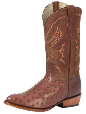 Botas Vaqueras Exoticas de Avestruz Original para Hombre '100 Años' - ID: 42637