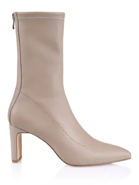 Briana Sock Boots - Nude Stretch Kid Leather