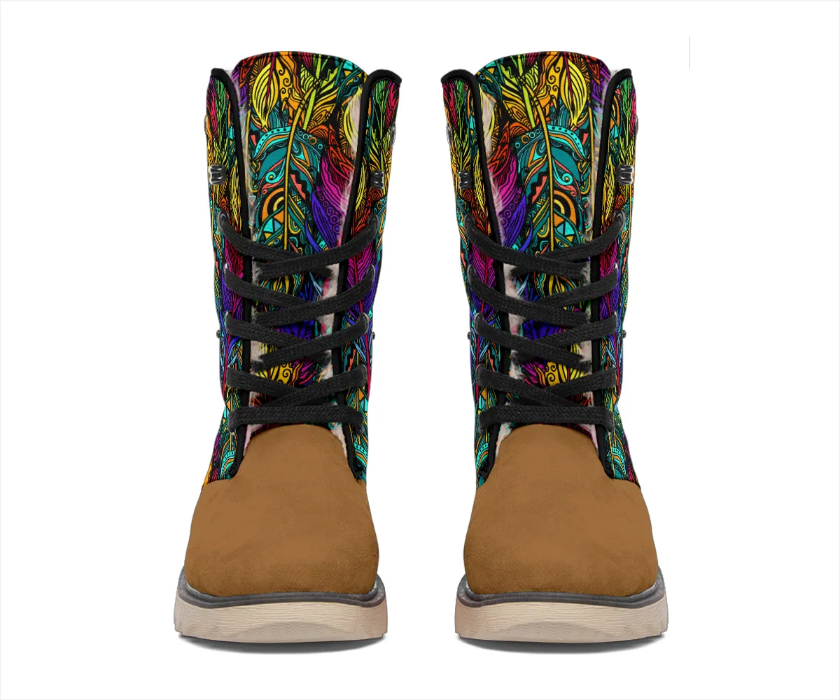 Colorful Feathers Polar Boots