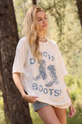 Dancing Boots Distress Oversized Graphic Tee