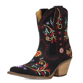 Dingo Women's Suede Floral Sugar Bug Cowgirl Booties