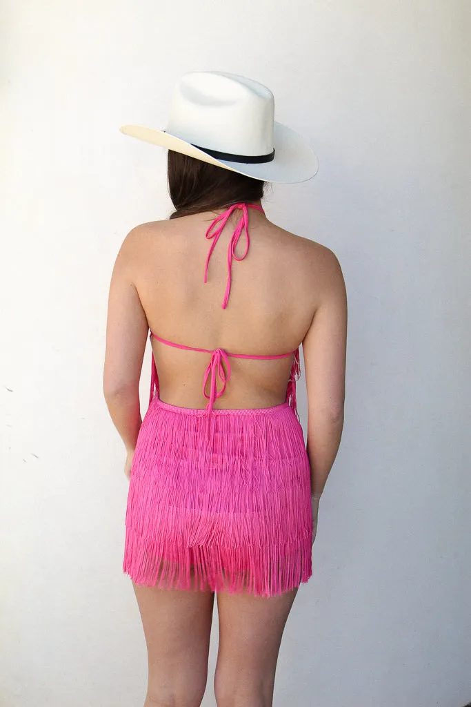 Dolly Fringe Romper - Pink