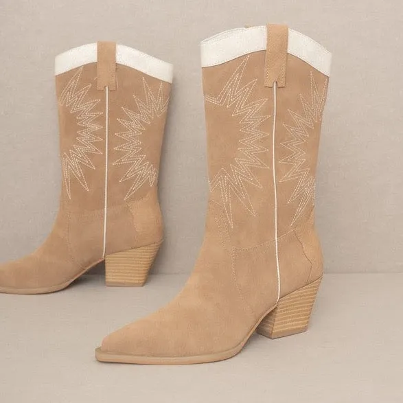 Halle Cowboy Boots - Camel