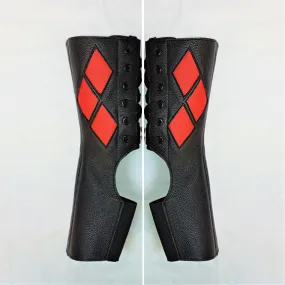 Harley Quinn Aerial Boots in Black w/Red details   Suede Grip