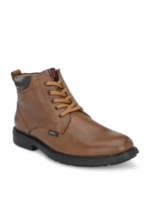 Hitz Men's Tan Leather Derby Boots