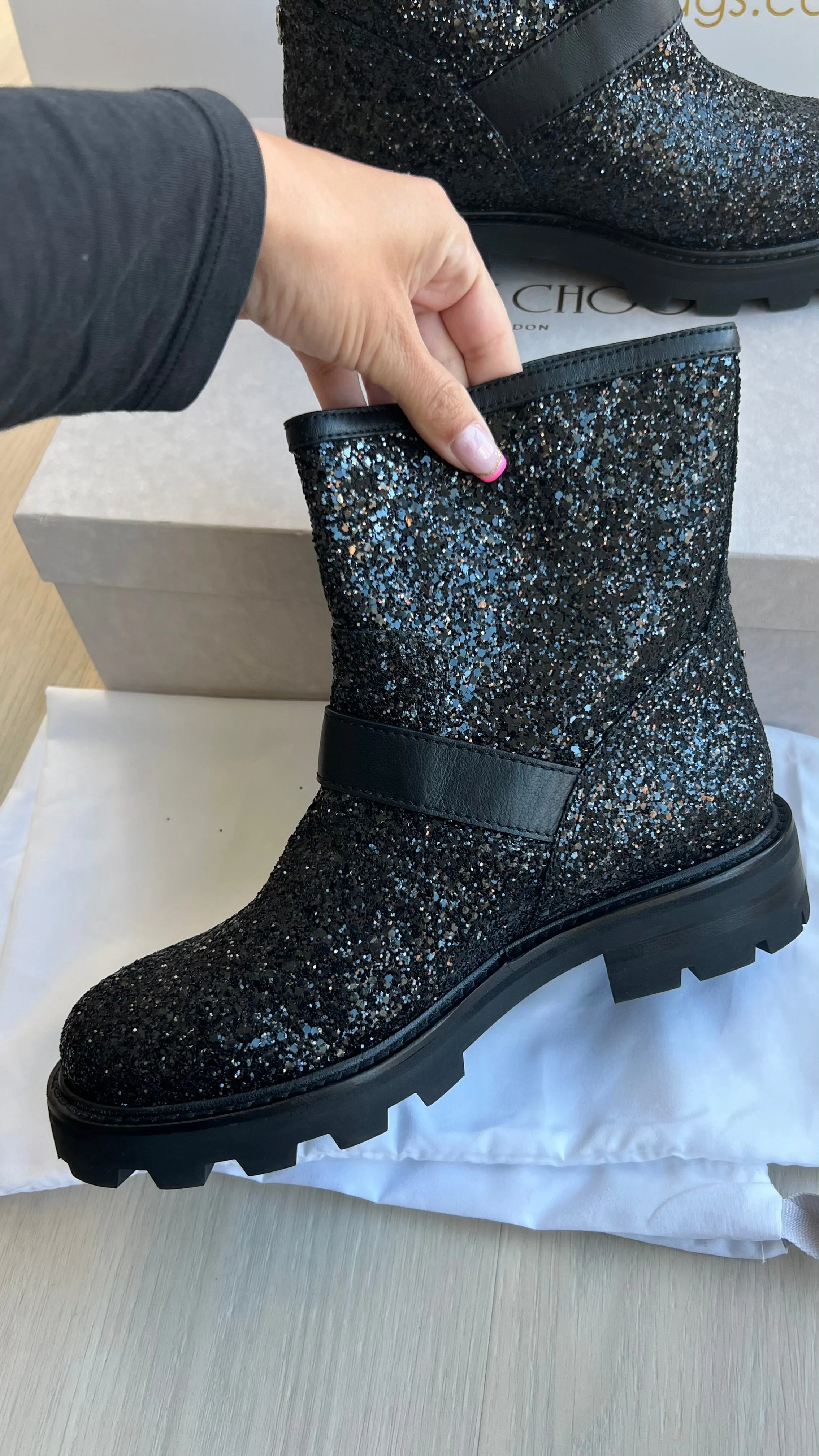 Jimmy Choo Glitter Ankle Boots