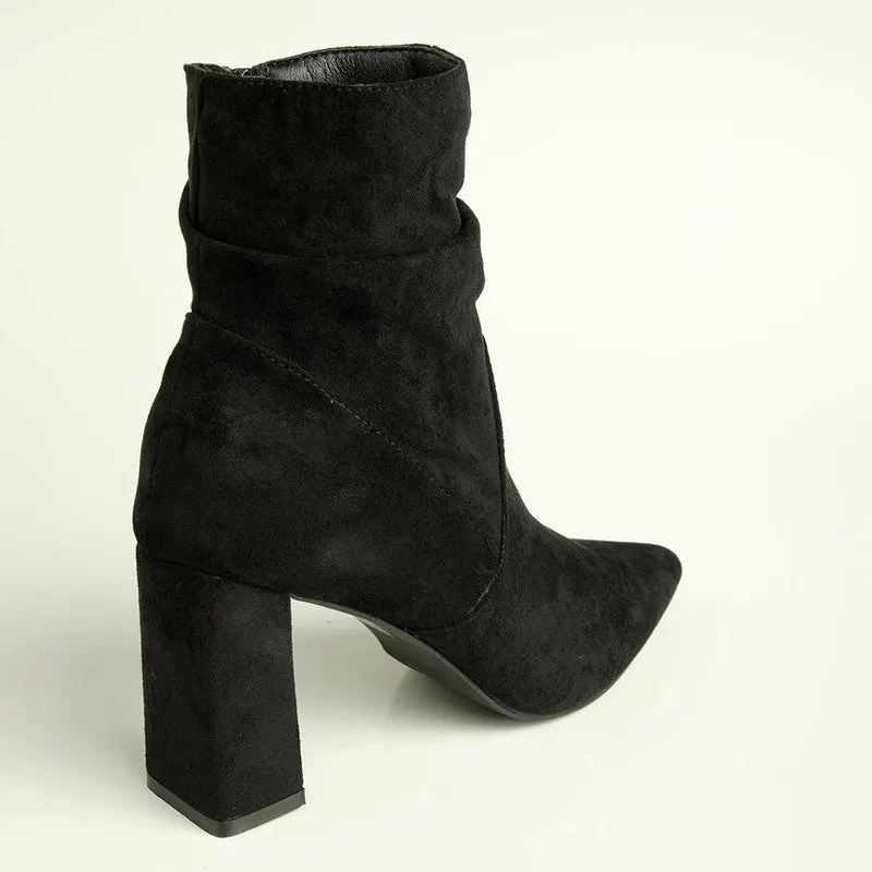 Madison Andi Rouched Block Heel Ankle Boot - Black