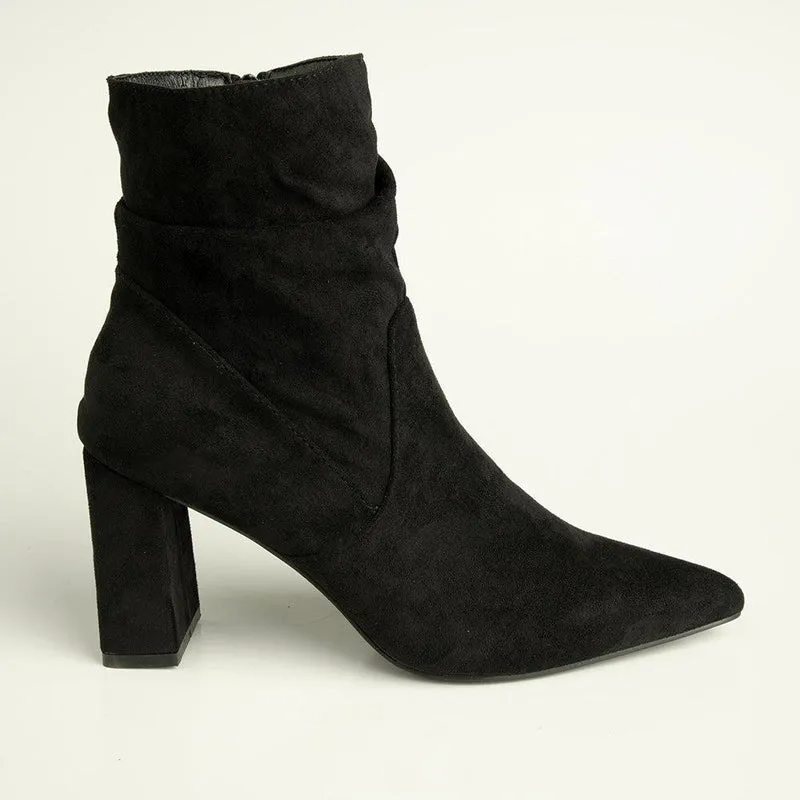 Madison Andi Rouched Block Heel Ankle Boot - Black