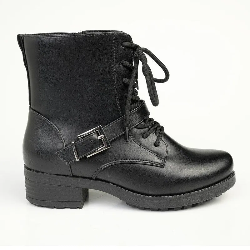 Madison Bex Combat Ankle Boots - Black