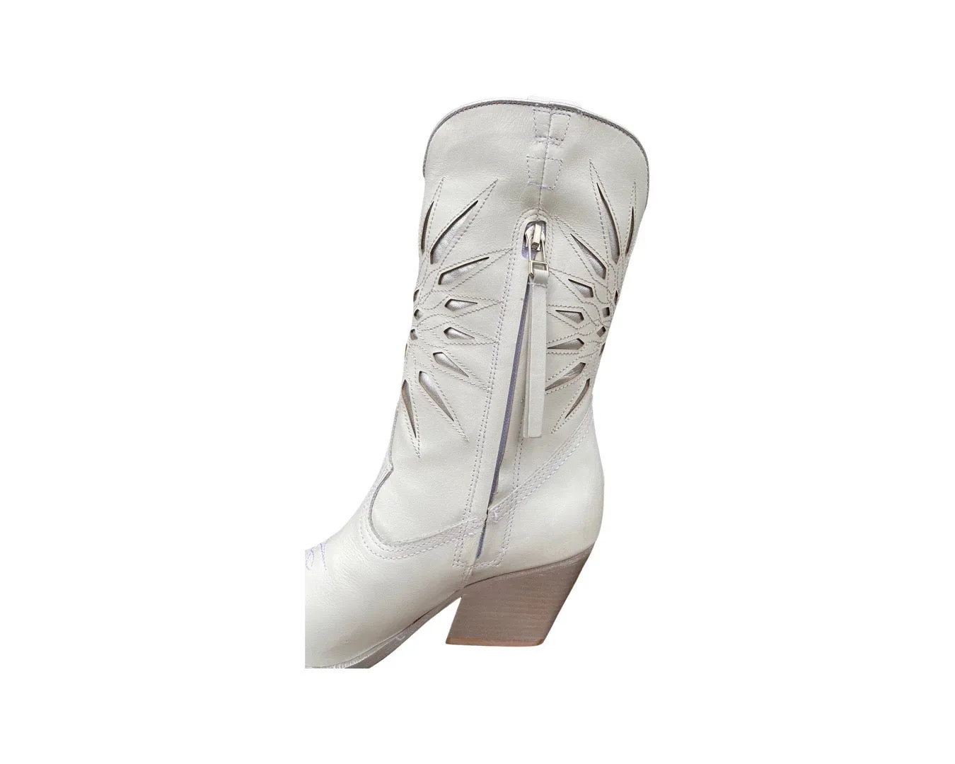 Mae Silver And White Cowboy boot