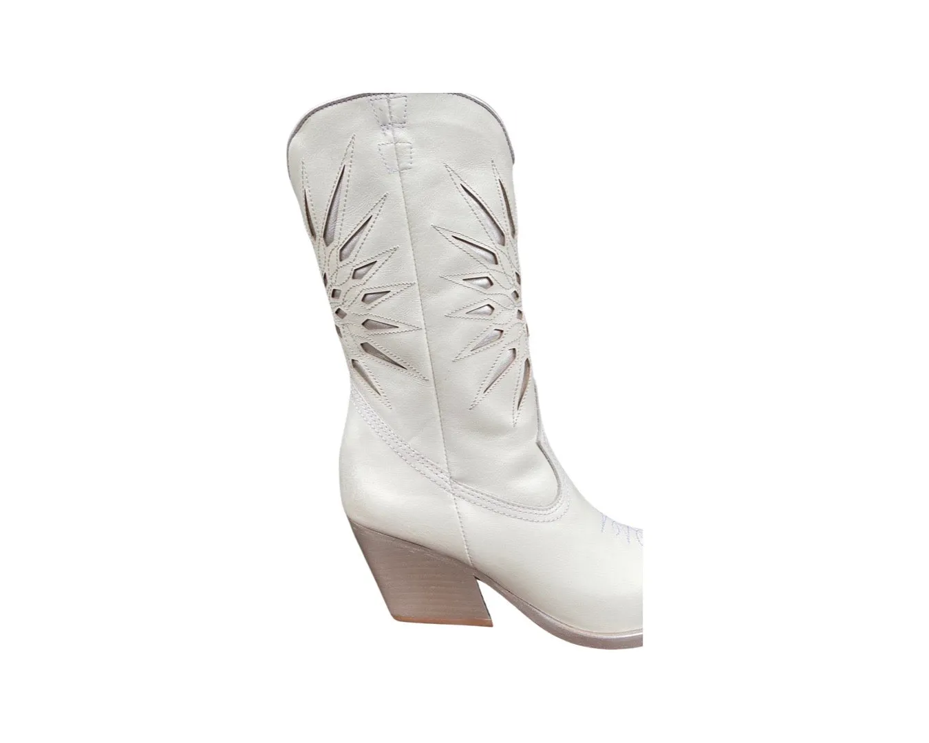 Mae Silver And White Cowboy boot