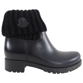 Moncler Black Rubber Ginette Knit Boots - 38