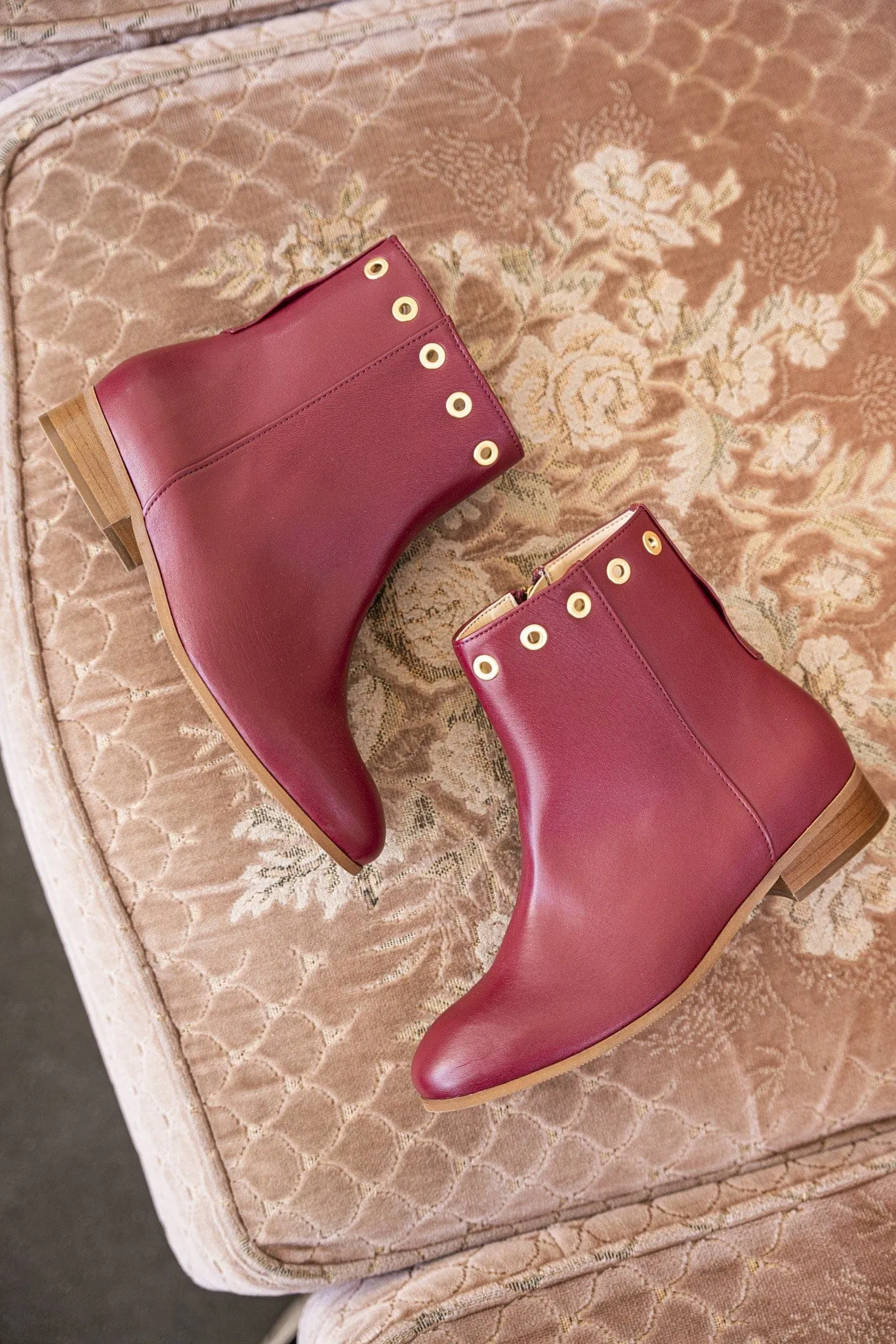 Nansouty Vegan Leather Ankle Boots | Burgundy