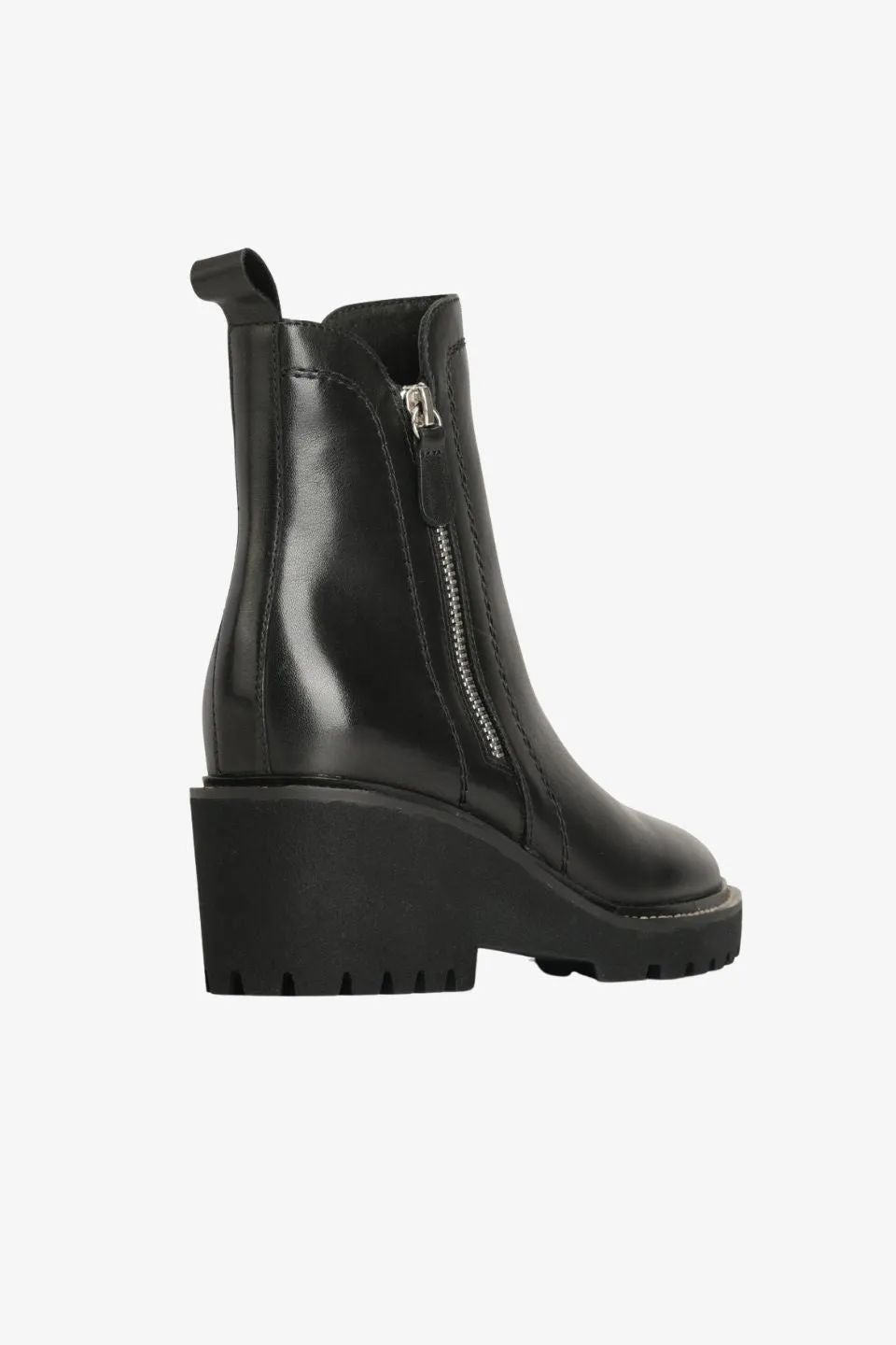 Parson Black Chunky Zip Leather Ankle Boot