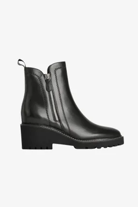 Parson Black Chunky Zip Leather Ankle Boot