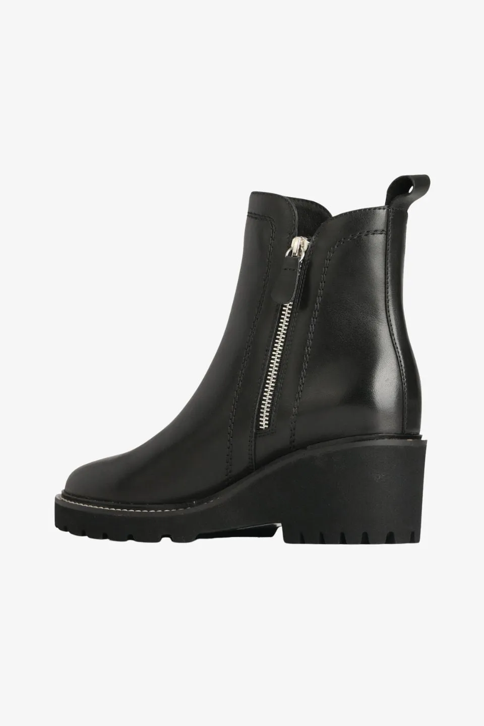 Parson Black Chunky Zip Leather Ankle Boot