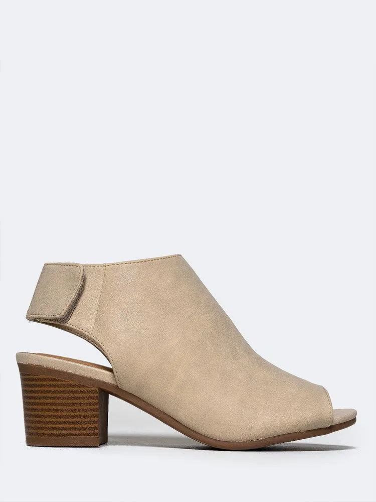 Peep Toe Low Heel Ankle Bootie