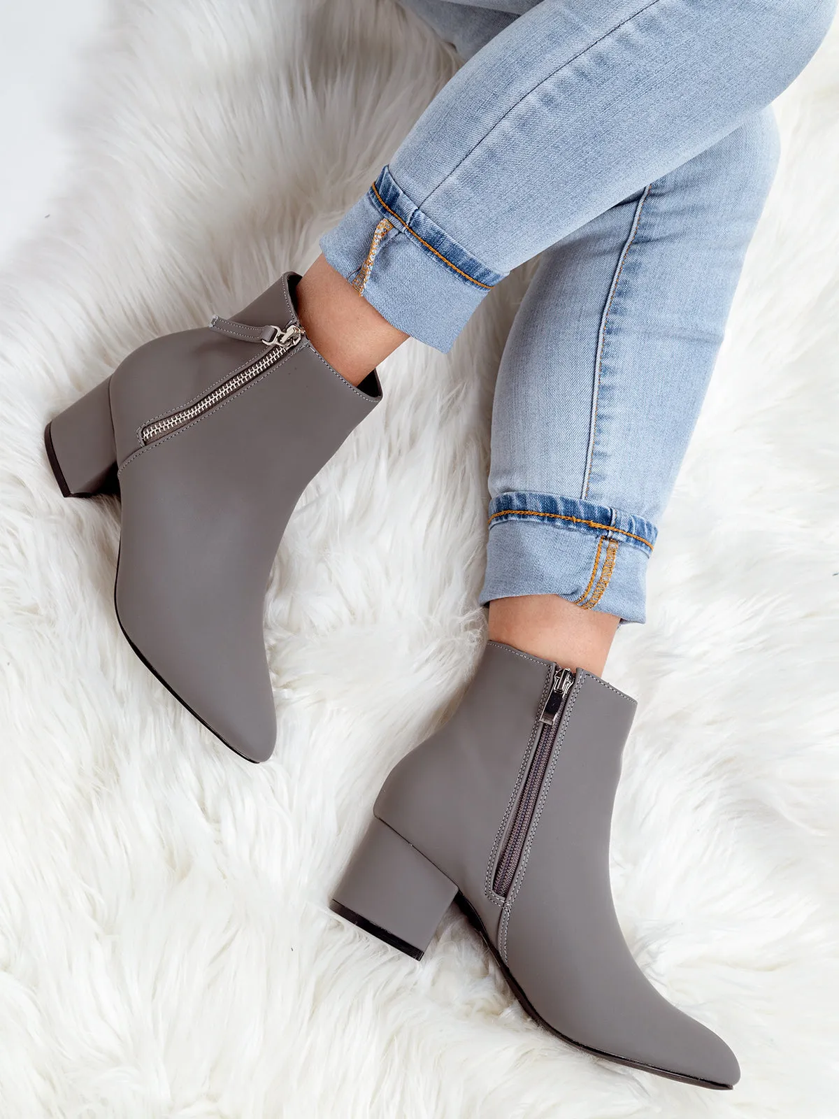 Pointed Toe Zip Ankle Boots