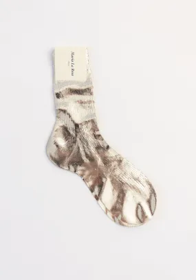 Ribbed Laminated Sock in Silver