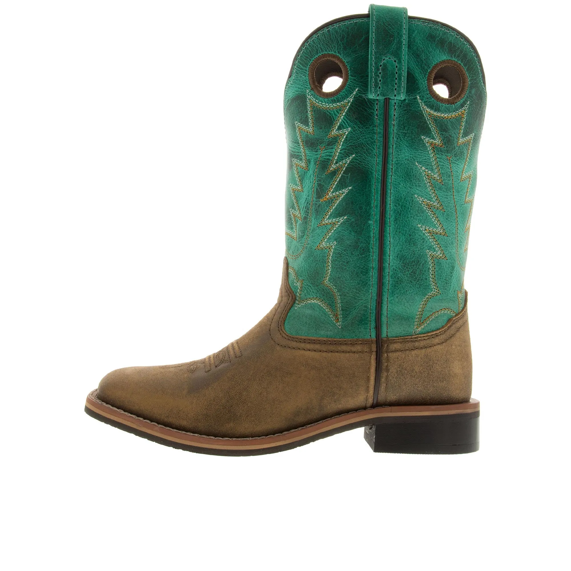 Smoky Mountain Boots Youth Jesse Square Brown Distressed Turquoise