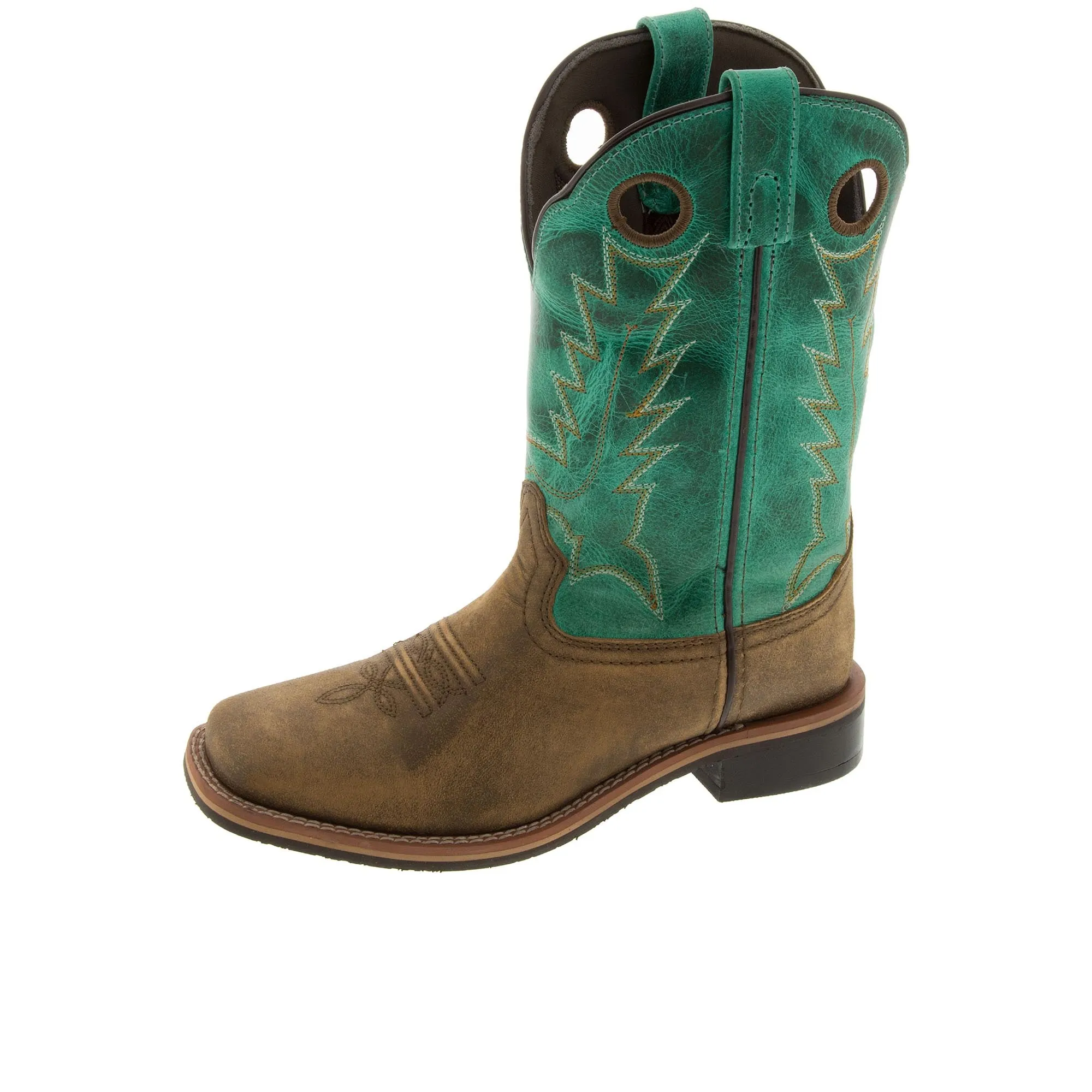 Smoky Mountain Boots Youth Jesse Square Brown Distressed Turquoise