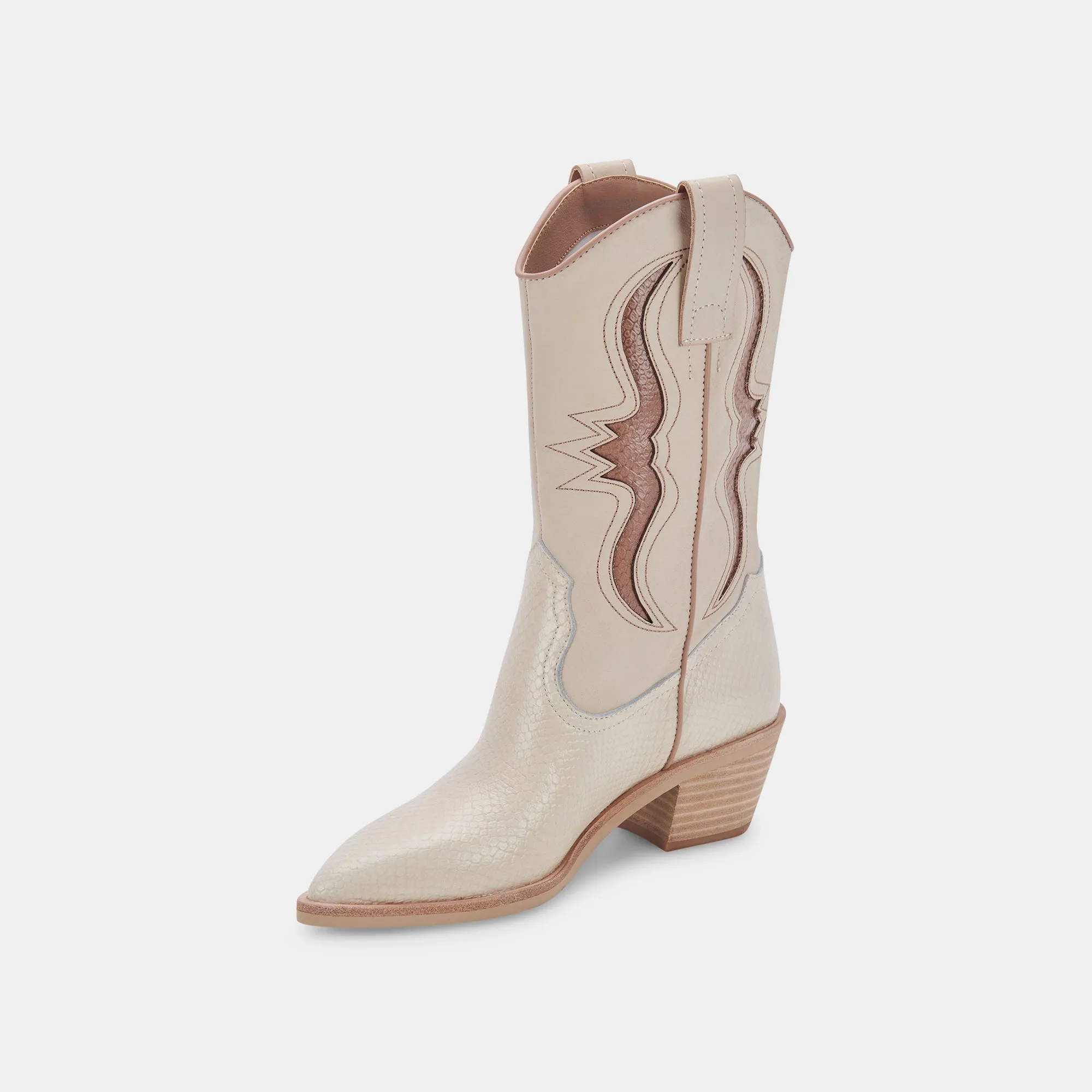 SUZZY BOOTS SAND EMBOSSED LEATHER