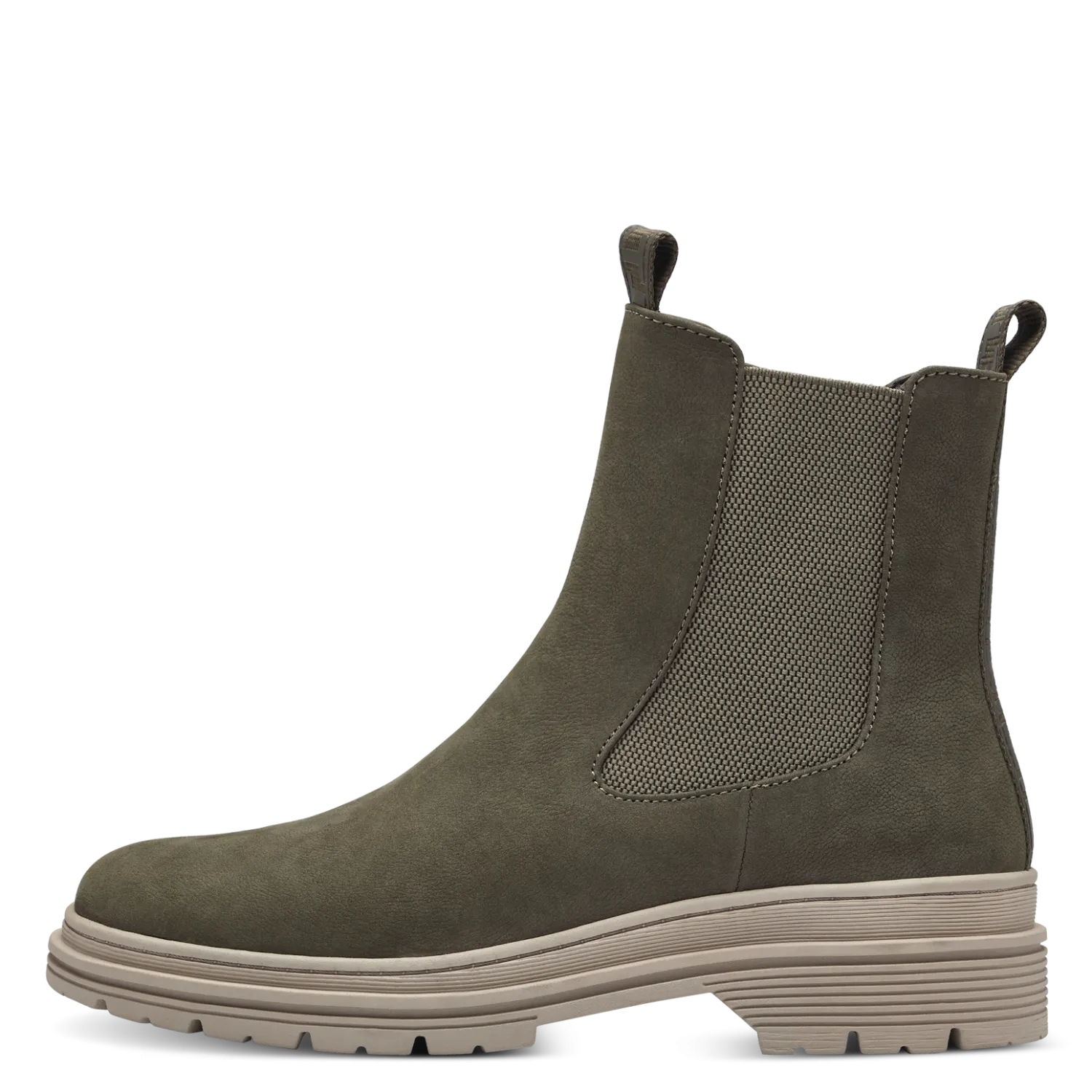 Tamaris Olive Leather Chelsea Boot