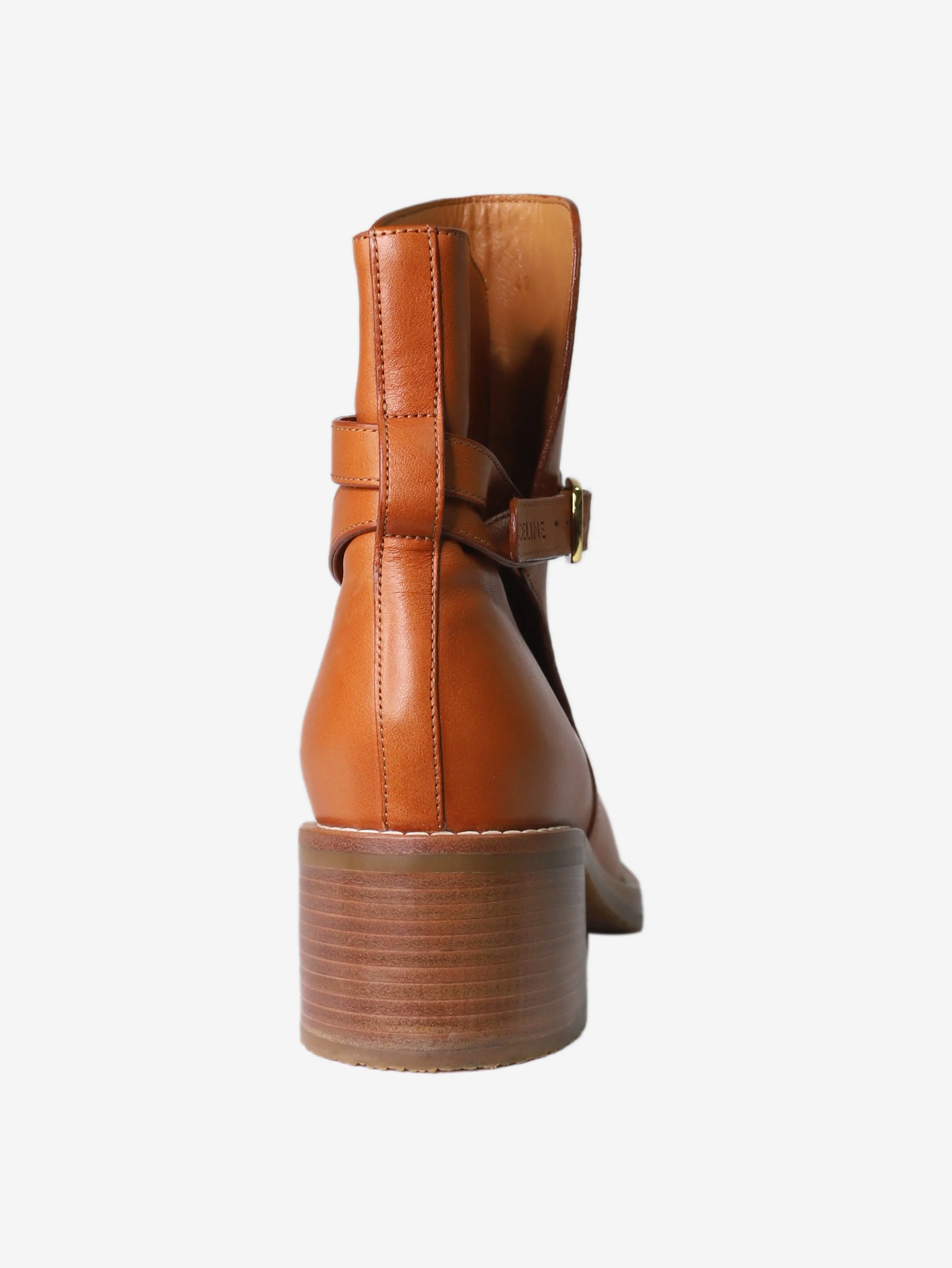 Tan leather ankle boots - size EU 40