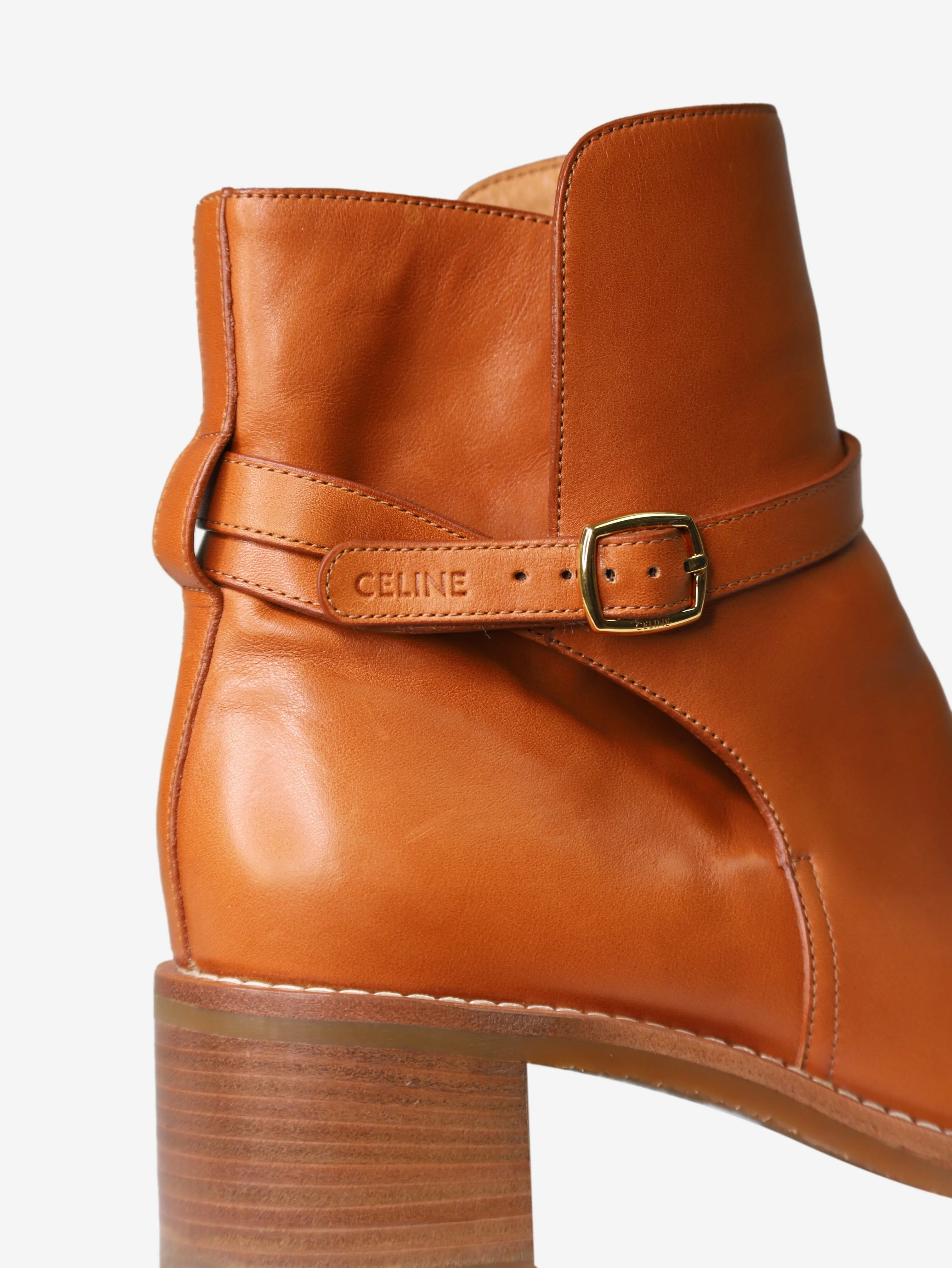 Tan leather ankle boots - size EU 40