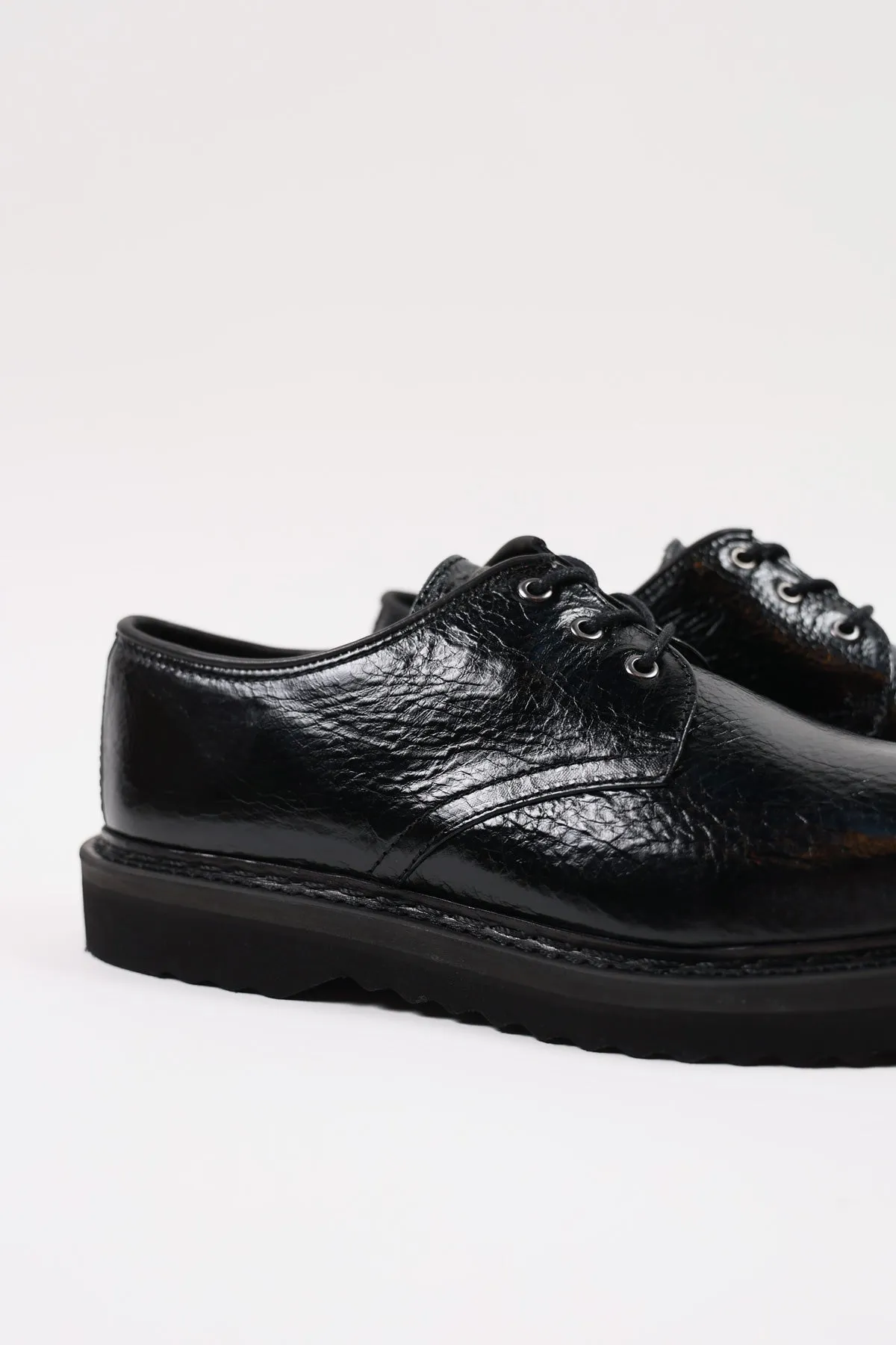 Trampler Shoe - Black Cracked Patent Leather