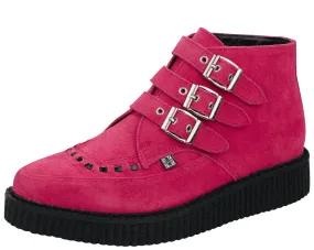 T.U.K Pink Suede Buckle Pointed Creeper Boot