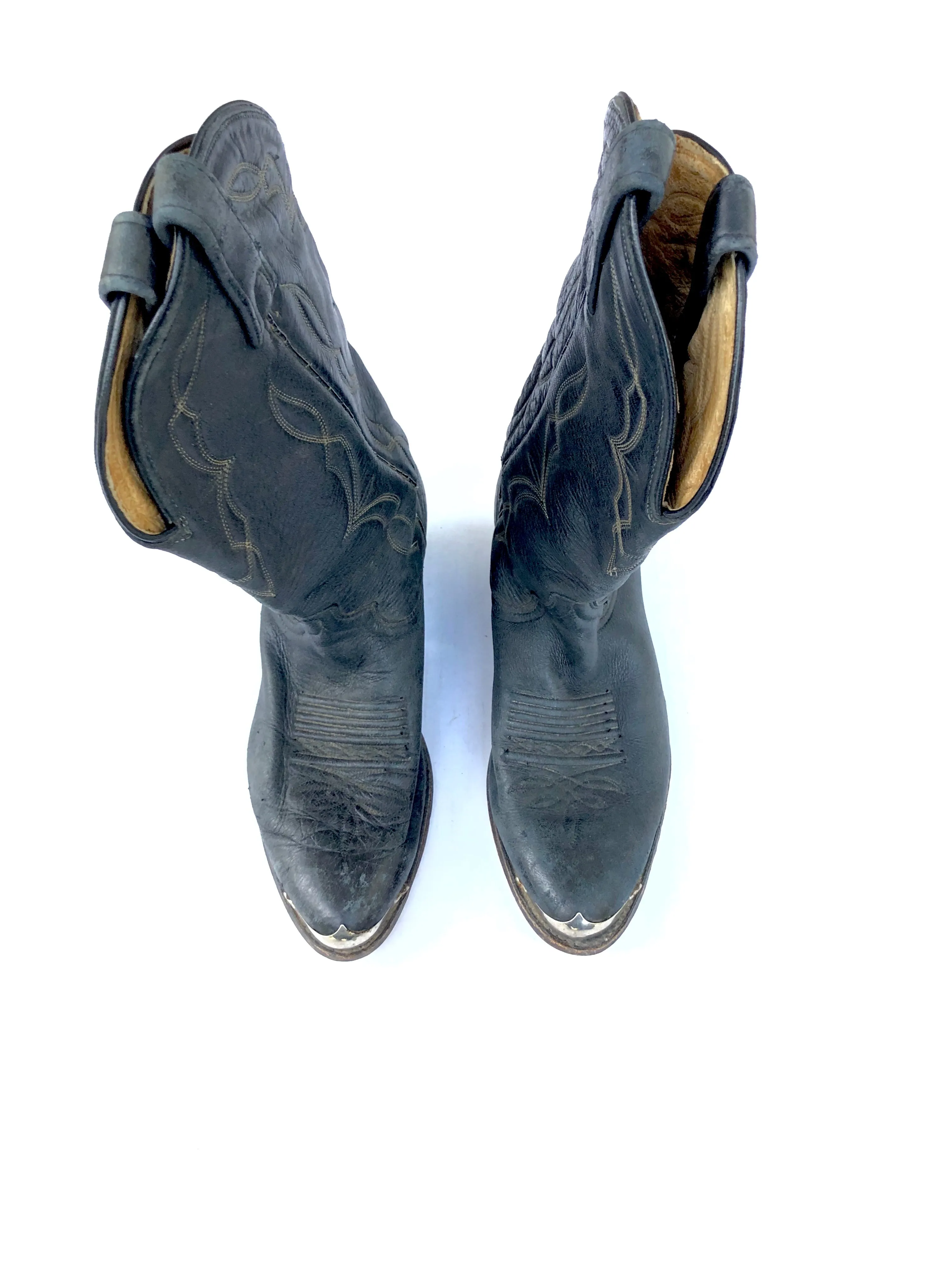 VINTAGE: Dan Post Metal Wingtip Cowboy Boots