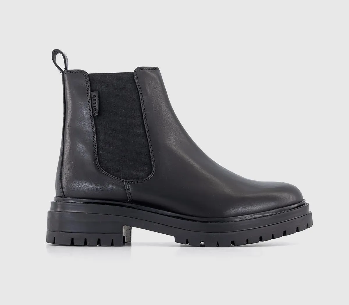 Optimized Title: Womens Black Leather Angelica Cleated Chelsea Boots - Stylish & Comfortable Office Footwear